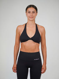 Solid Sports Bra Halterneck Black